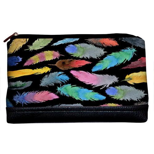 Косметичка дорожня жіноча Lovely Разноцветные перья 26x15x8 см
