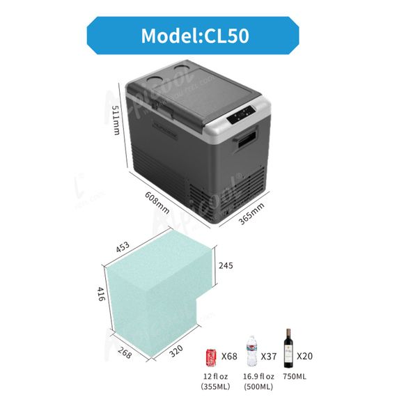 Компресорний автохолодильник Alpicool CL50G (45 літрів). До -20℃, (12, 24, 220 вольт) | Зображення 4