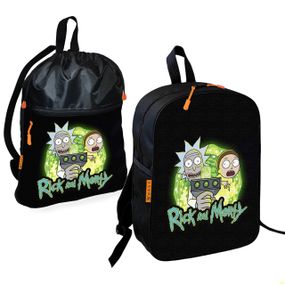 Школьный рюкзак детский Рик и Морти + Сумка для обуви спортивной формы рюкзак-мешок мальчику (01817)