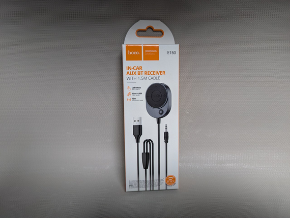 Автомобільний FM-модулятор Hoco E150 Bluetooth, USB, AUX, швидка зарядка, чорний