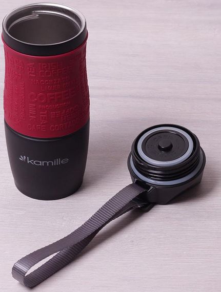 Термокружка Kamille Coffee 380мл з ремінцем, нержавіюча сталь | Зображення 3