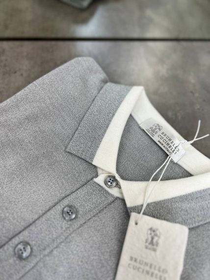 Трикотажне поло Brunello Cucinelli світло-сірого кольору f697 | Зображення 9