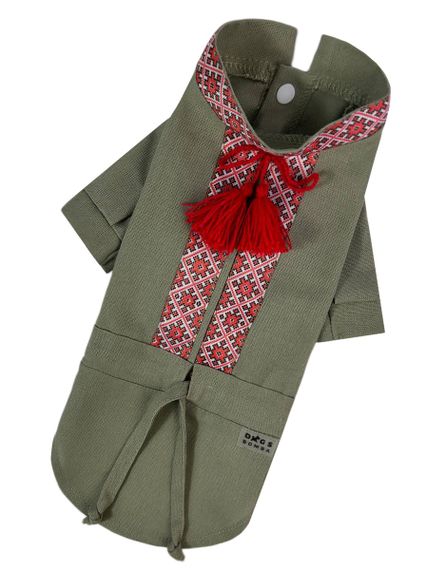 Вишиванка з китицями хакі RUB-50