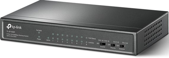 Коммутатор TP-LINK TL-SF1009P 9x1FE/8xPoE 65W неуправляемый 250 м (TL-SF1009P) | Зображення 1