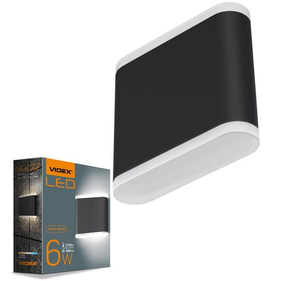 Двосторонній архітектурний світильник VIDEX VL-AR06-062B IP54 6W 2700K в алюмінієвому корпусі, чорний | Зображення 1