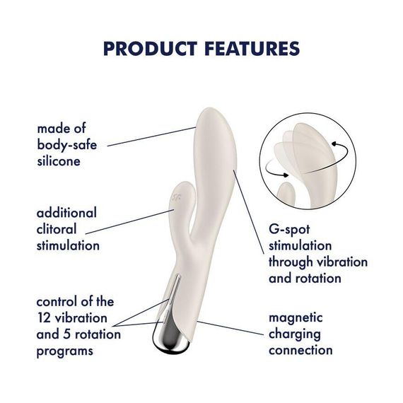 Вібратор-кролик з ротацією Satisfyer Spinning Rabbit 1 Beige, 3 мотори Sex Aura | Зображення 6