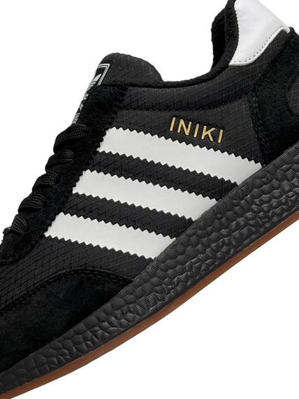 Зимние женские кроссовки Iniki  Fleece Termo All Black White Stripes Gum , Вьетнам | Зображення 6