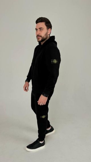 Спортивний костюм Stone Island з худі на молнії чорний | Зображення 4