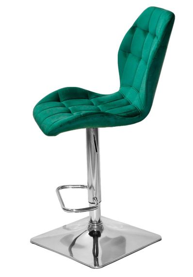 Барний стілець Phil Bar 4-CH-Base квадратна хромована опора, м'яка оббивка велюр зелений PH-602 | Зображення 6