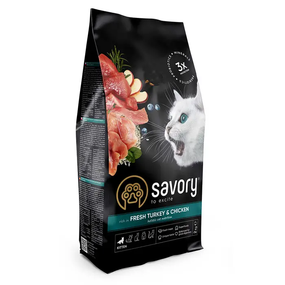 Сухий корм Savory для кошенят, індичка та курка 2кг