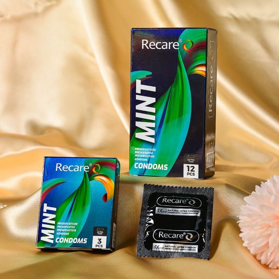 Презервативы Holographic Recare Ultra Thin Mint Condoms 3шт, ультратонкие, аромат: мята | Зображення 5