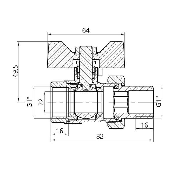 Кран кульовий "Американка" Thermo Alliance Base прямий 1" ВН SD221W25 | Зображення 1