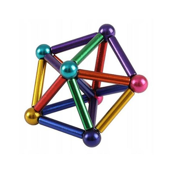 Магнитный конструктор-головоломка 36 палочек и 27 шариков, Разноцветный / Развивающая игрушка-головоломка для | Зображення 7