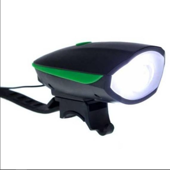 Велофара с сигналом выносная кнопка, встроенный аккумулятор 14500 Зеленый