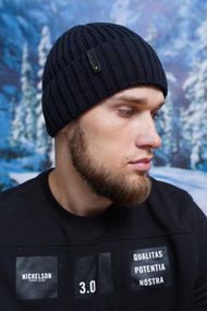 Мужская зимняя шапка с флисом джинсовый