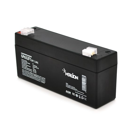 Аккумуляторная батарея MERLION AGM GP632F1 6 V 3,2Ah  ( 35 x 70 x  135 (120 ) ) Q20