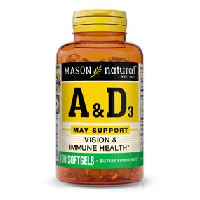 Витамин Mason Natural Витамины А и D3, Vitamins A & D3, 100 гелевых капсул (MAV05311) - Топ Продаж!