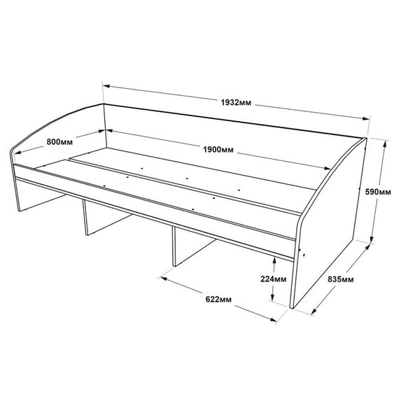 Ліжко односпальне Еверест Комфорт 3 193х84х59 см Дуб сонома (EVR-5730) | Зображення 4
