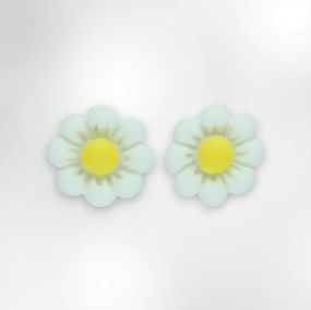 Очаровательные детские серьги клипсы для девочек Liresmina Jewelry "Ромашка" в бело-жёлтом цвете 1.3 см