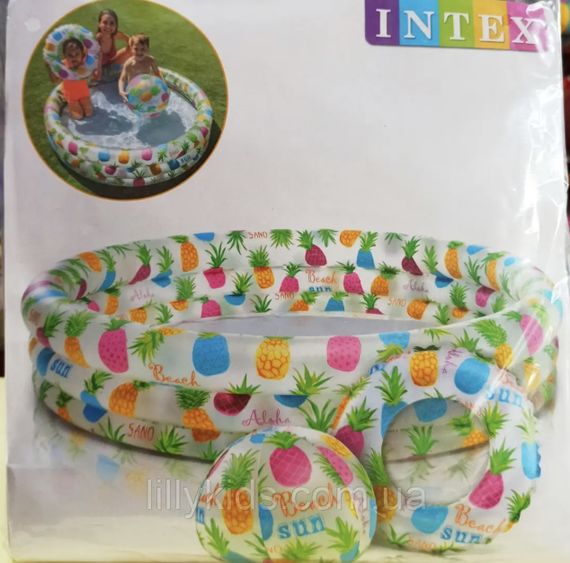 Детский бассейн Intex 59469 + круг и мяч, интекс 132х28см | Зображення 3