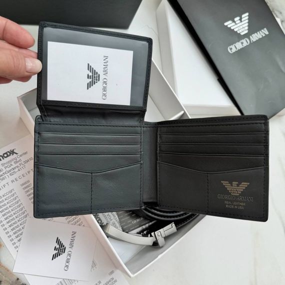 Чоловічий подарунковий набір ремінь і портмоне GA Giorgio Armani натуральна шкіра | Зображення 3