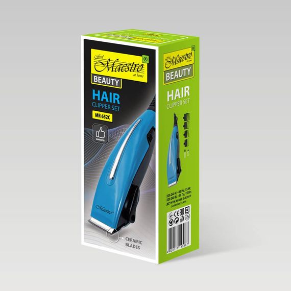 Машинка для стрижки волос Maestro MR-652C-BLUE, проводная, с насадками | Зображення 3