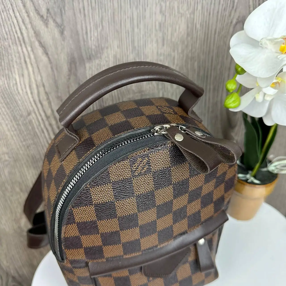 Рюкзак жіночий маленький молодіжний стильний коричневий у клітинку (1240КЛ) | Зображення 6