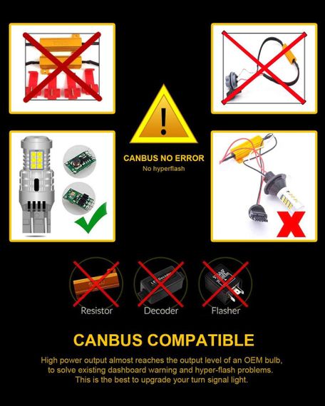Автомобільна світлодіодна лампа KATUR 7443 T20 992 W21/5W, Безобігова заміна сигналу повороту Заднє гальмо | Зображення 5