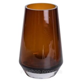 Ваза для квітів скляна 22 см скляна з кольорового скла 1.7 л Коричнева HP-10-26
