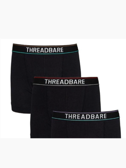 Набір чоловічих анатомічних трусів боксерів Threadbare Black Hipster  Boxers 3 шт в наборі