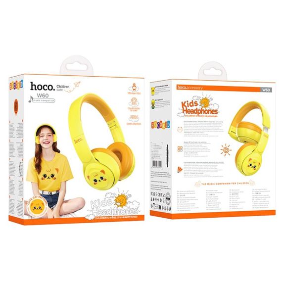 Навушники HOCO W60 Rhyme BT headphones for children Sun Yellow | Зображення 1