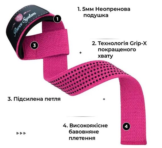 Лямки для тяги Power System PS-3420 G-Power Straps Pink (PS-3420_Pink) | Зображення 4