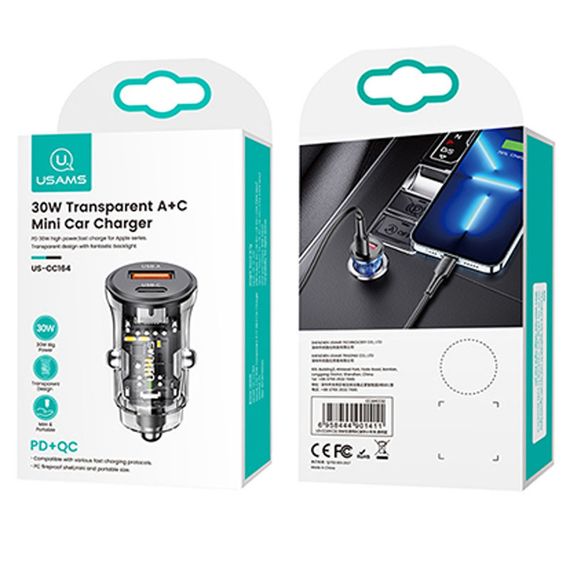 АЗП Usams US-CC164 C32 30 W 2 Ports A+C | Зображення 4