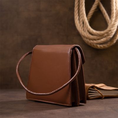 Сумка Vintage Горизонтальна кутоподібна зі шкірозамінника Коричнева (sale_14933) | Зображення 4