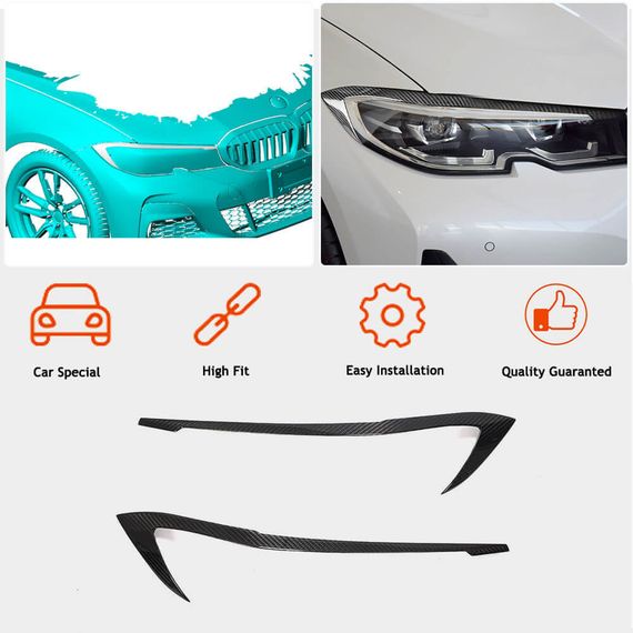 Вії на фари (2018-2022, Карбон) для BMW 3 серія G20/21 2018- рр | Зображення 1