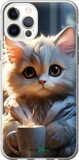 Чохол на iPhone 12 Pro Білий кіт "5646u-2052-2448"