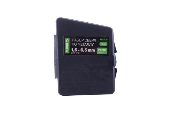 Набор сверл по металлу Apro - 13 шт. (1,5-6,5 мм) пластик бокс (810205)
