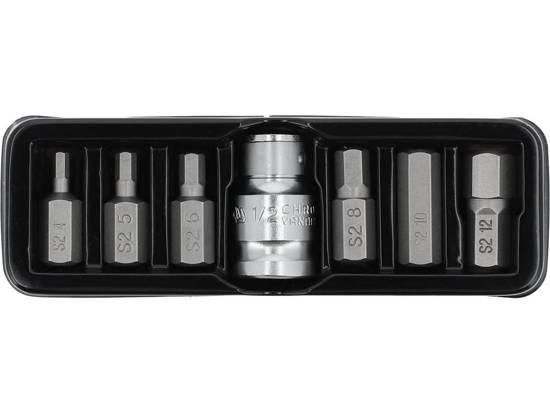 Набор бит насадка отвертки HEX 1/2" Н4-Н12 7 штук YATO YT-0412 | Зображення 1