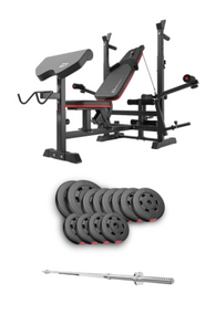 Набір Hop-Sport Premium 69кг з лавою HS-1075 Pro та штангою