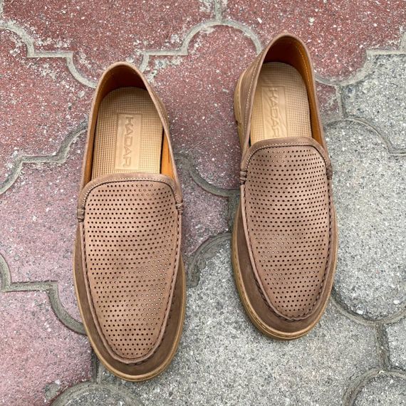 Бежеві чоловічі мокасини з перфорацією 40 41 42 44 розмір | Зображення 2