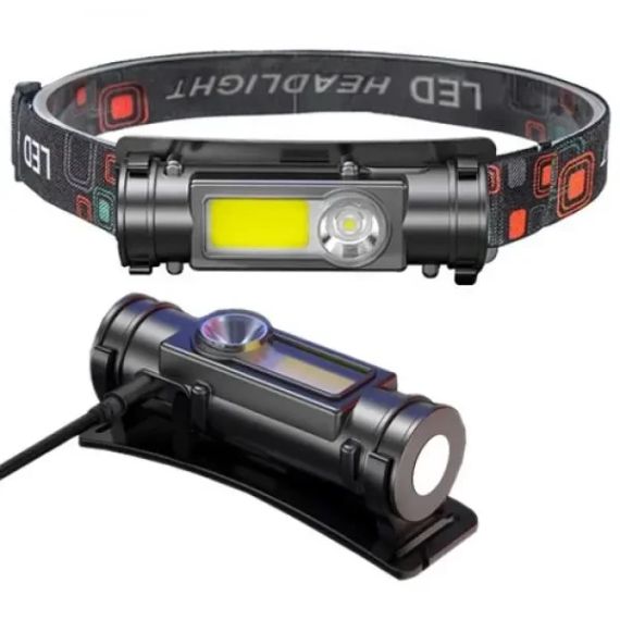 Маленький налобный фонарь Police GL-211-ХРЕ-COB от USB с магнитом, встроенный аккумулятор