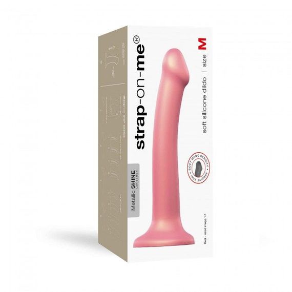 Насадка для страпону Strap-On-Me Mono Density Dildo Rose M, діам. 3,3 см, одношаровий силікон, гнучк | Зображення 3