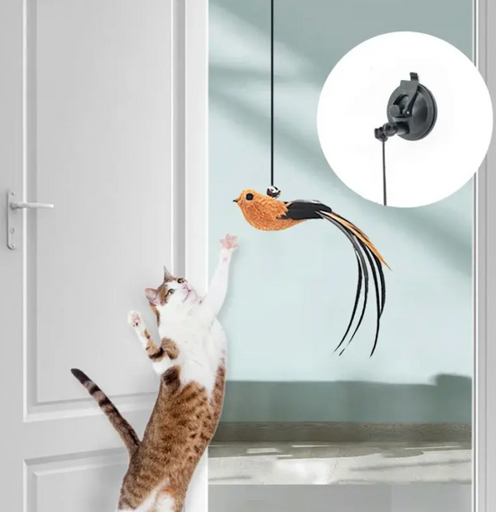 Интерактивная игрушка-кошачья палочка с птицами и присоской (коричневая) | Зображення 4