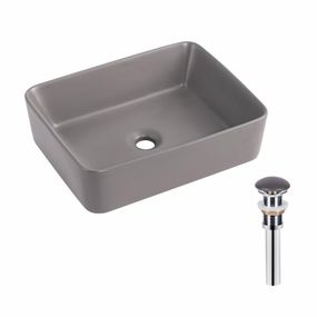 Раковина накладна Qtap Tern 480x370x135 мм, Stone grey, прямокутна, з донним клапаном QT17116069SG