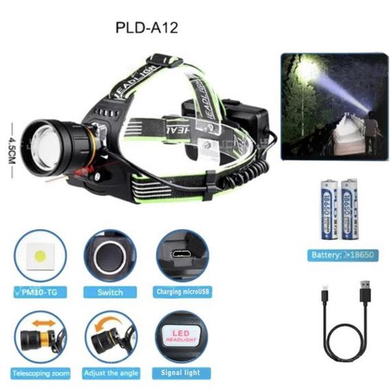 Потужний ліхтар на голову PLD-A12-TG 2x18650, Тактичний ліхтар на голову Налобний з лінзою ZY-11 | Зображення 5
