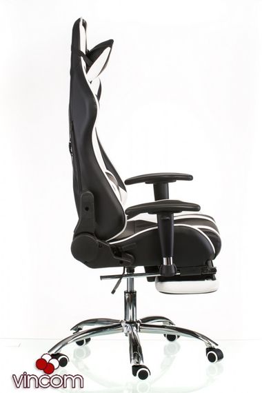 Кресло геймерское Special4You ExtremeRace blackwhite with footrest | Зображення 3
