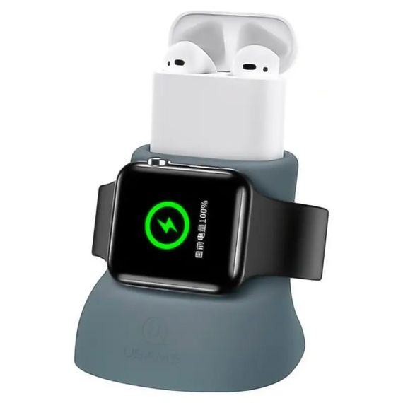 Силіконова підставка для заряджання Usams US-ZJ051 2in1 Grey