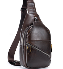 Сумка-слинг мужская кожаная коричневая Tiding Bag - MK03983