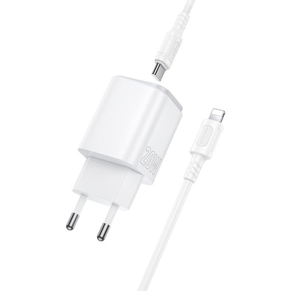 МЗП Borofone BAS83A Star PD20W+QC3.0 (1USB-A/1C) + кабель Type-C to Lightning White | Зображення 2