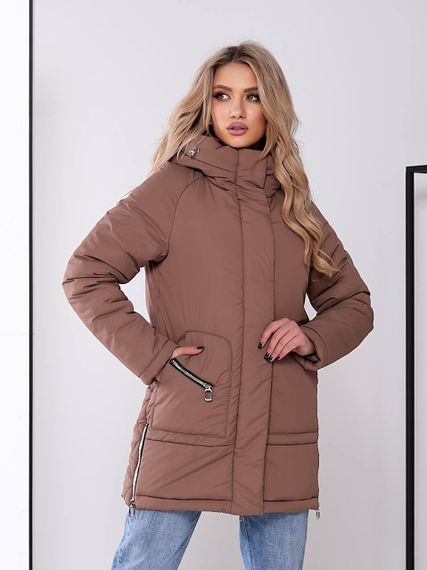 Жіноча зимова куртка з капюшоном, арт. 509, кава